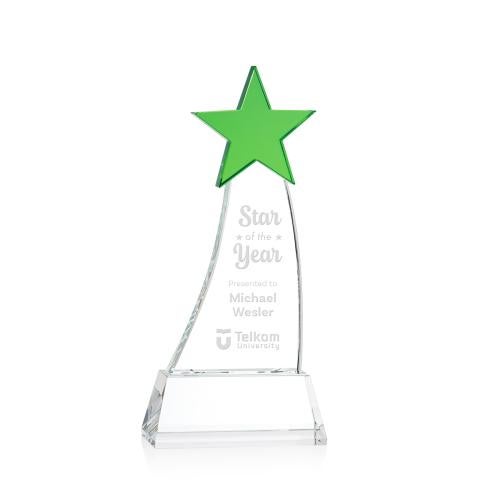 Awards and Plaques - Crystal Trophies - Manolita Star Green/Clear Crystal Trophy