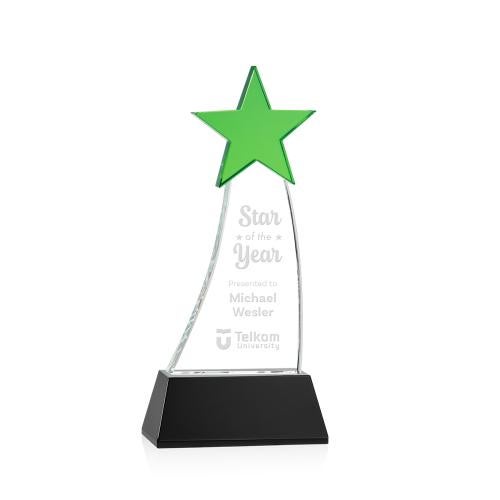 Awards and Plaques - Crystal Trophies - Manolita Star Green/Black Crystal Trophy