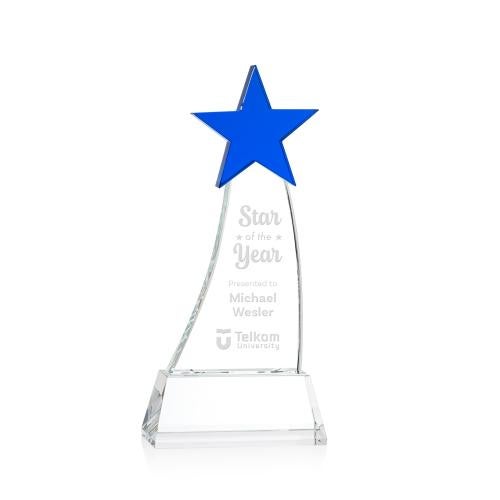 Awards and Plaques - Crystal Trophies - Manolita Star Blue/Clear Crystal Trophy