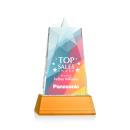 Hutchins Star Full Color on Base Amber Crystal Trophy
