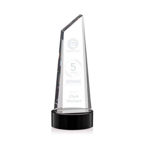 Awards and Plaques - Crystal Trophies - Keene Tower on Base - Black