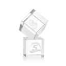 Klein Square / Cube on Square Base Crystal Trophy