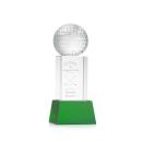 Golf Ball on Belcroft Base Green Globe Crystal Trophy