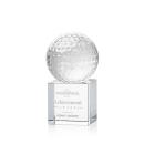 Golf Ball Globe on Square Base Crystal Trophy