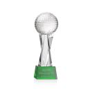 Golf Ball on Saldana Base Green Globe Crystal Trophy