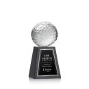 Golf Ball Globe on Tall Marble Base Crystal Trophy