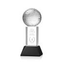 Golf Ball on Tower Base Black Globe Crystal Trophy