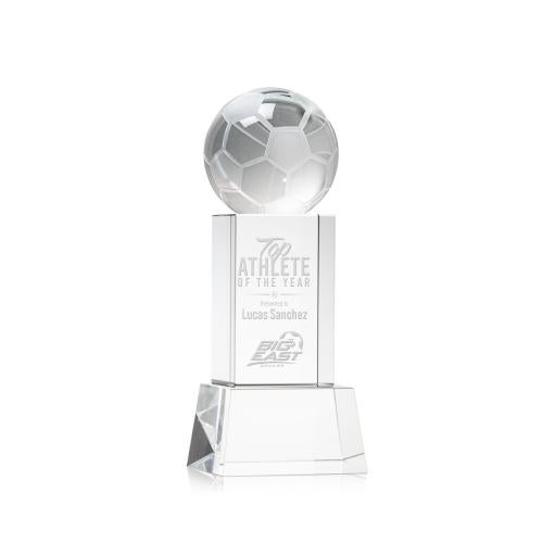 Awards and Plaques - Crystal Trophies - Soccer Ball on Belcroft Base Clear Globe Crystal Trophy