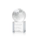 Soccer Ball Globe on Square Base Crystal Trophy