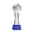 Soccer Ball on Saldana Base Blue Globe Crystal Trophy