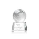Soccer Ball Globe on Small Base Crystal Trophy
