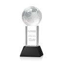 Soccer Ball on Tower Base Black Globe Crystal Trophy