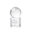 Tennis Ball Globe on Square Base Crystal Trophy