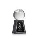 Tennis Ball Globe on Tall Marble Base Crystal Trophy