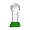 Tennis Ball on Tower Base Green Globe Crystal Trophy