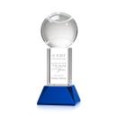 Tennis Ball on Tower Base Blue Globe Crystal Trophy