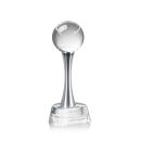 Tennis Ball Globe on Metal Pedestal Base Crystal Trophy