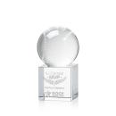 Baseball Globe on Square Base Crystal Trophy