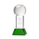 Baseball on Tower Base Green Globe Crystal Trophy