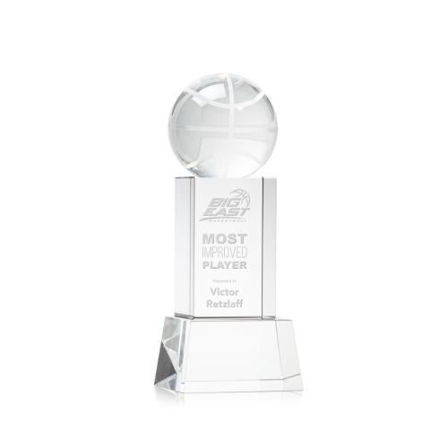 Awards and Plaques - Crystal Trophies - Basketball on Belcroft Base Clear Globe Crystal Trophy