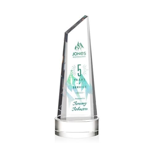 Awards and Plaques - Crystal Trophies - Keene Full Color on Base Clear Peaks Crystal Trophy