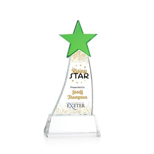 Awards and Plaques - Crystal Trophies - Manolita Full Color Green/Clear Crystal Trophy