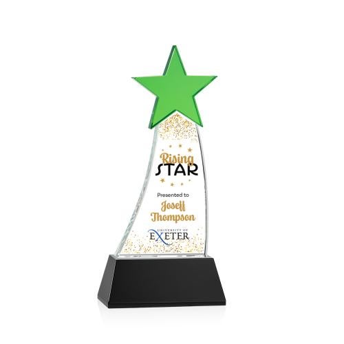 Awards and Plaques - Crystal Trophies - Manolita Full Color Green/Black Crystal Trophy