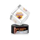 Klein Full Color on Half Round Base Black Square / Cube Crystal Trophy
