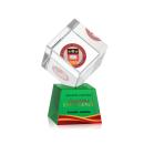 Klein Full Color on Small Base Green Square / Cube Crystal Trophy