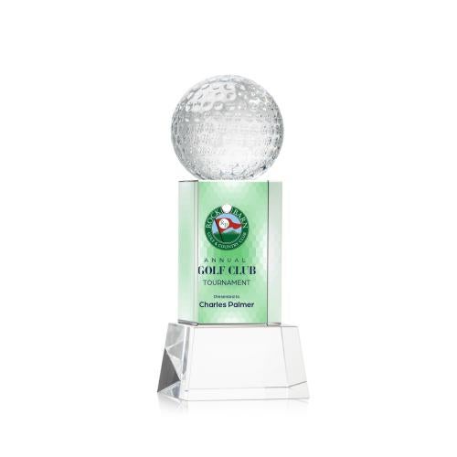 Awards and Plaques - Crystal Trophies - Golf Ball Full Color on Belcroft Clear Globe Crystal Trophy