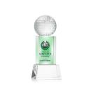 Golf Ball Full Color on Belcroft Clear Globe Crystal Trophy