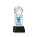 Golf Ball Full Color on Belcroft Black Globe Crystal Trophy