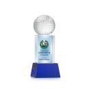 Golf Ball Full Color on Belcroft Blue Globe Crystal Trophy