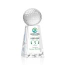 Golf Ball Full Color Globe on Tall Crystal Trophy