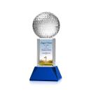Golf Ball Full Color on Tower Blue Globe Crystal Trophy