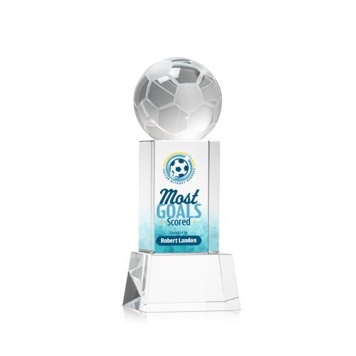 Awards and Plaques - Crystal Trophies - Soccer Ball Full Color on Belcroft Clear Globe Crystal Trophy