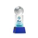 Soccer Ball Full Color on Belcroft Blue Globe Crystal Trophy