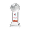 Soccer Ball Full Color on Tower Clear Globe Crystal Trophy