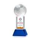 Soccer Ball Full Color on Tower Blue Globe Crystal Trophy