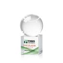 Tennis Ball Full Color Globe on Square Crystal Trophy