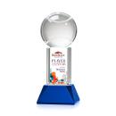 Tennis Ball Full Color on Tower Blue Globe Crystal Trophy