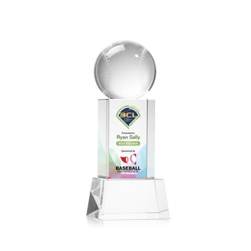 Awards and Plaques - Crystal Trophies - Baseball Full Color on Belcroft Clear Globe Crystal Trophy