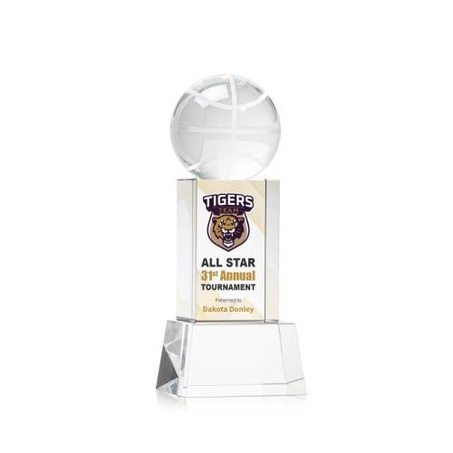 Awards and Plaques - Crystal Trophies - Basketball Full Color on Belcroft Clear Globe Crystal Trophy