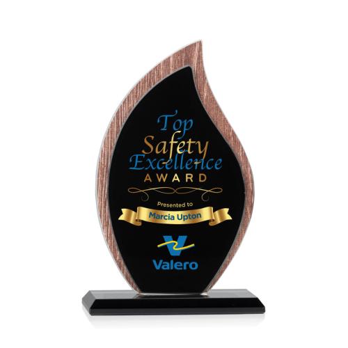Awards and Plaques - Crystal Trophies - Scollard Full Color Flame Wood Trophy