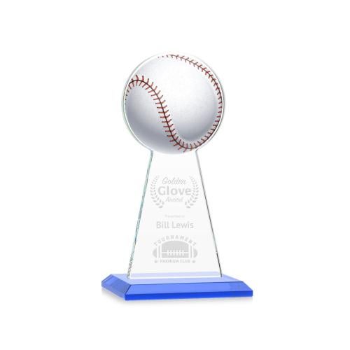 Awards and Plaques - Crystal Trophies - Edenwood Baseball Sky Blue Towers Crystal Trophy