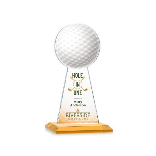 Awards and Plaques - Crystal Trophies - Edenwood Golf Full Color Amber Towers Crystal Trophy
