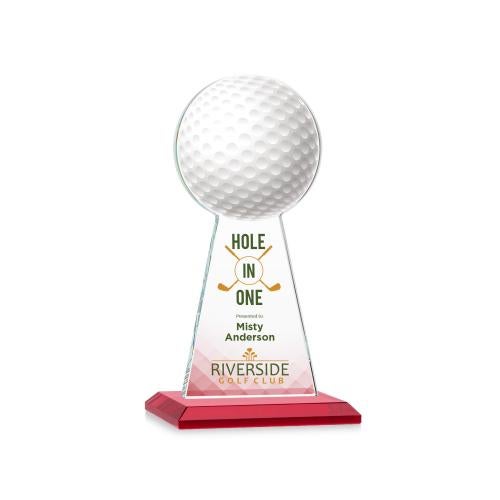 Awards and Plaques - Crystal Trophies - Edenwood Golf Full Color Red Towers Crystal Trophy