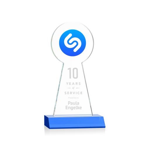 Awards and Plaques - Crystal Trophies - Laidlaw Full Color/Etch Sky Blue Towers Crystal Trophy