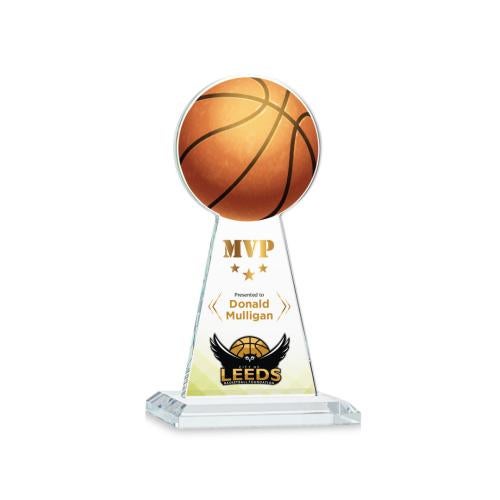 Awards and Plaques - Crystal Trophies - Edenwood Basketball Full Color Clear Towers Crystal Trophy