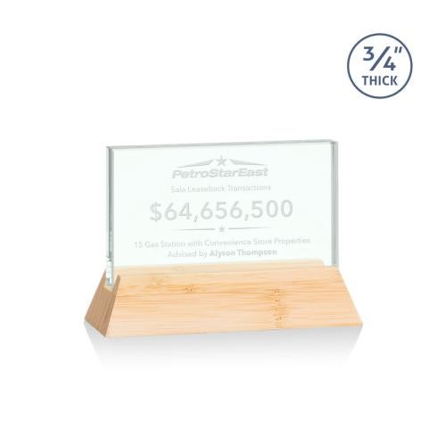 Awards and Plaques - Glass Trophies - Paris Jade/Bamboo (Horiz) Rectangle Glass Trophy